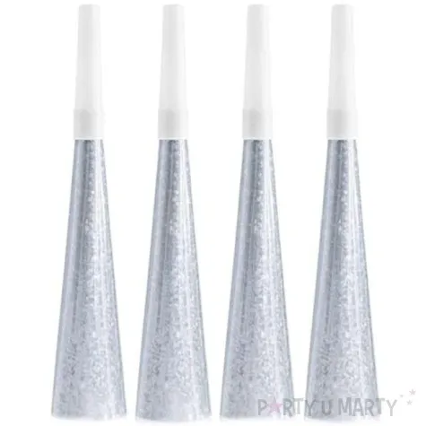 trabki papierowe horn srebrne party 4 szt