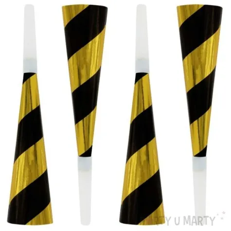 trabki papierowe horn w pasy zloty czarny godan 4 szt