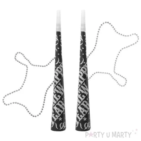 trabki sylwestrowe happy new year czarno srebrne godan 2 szt