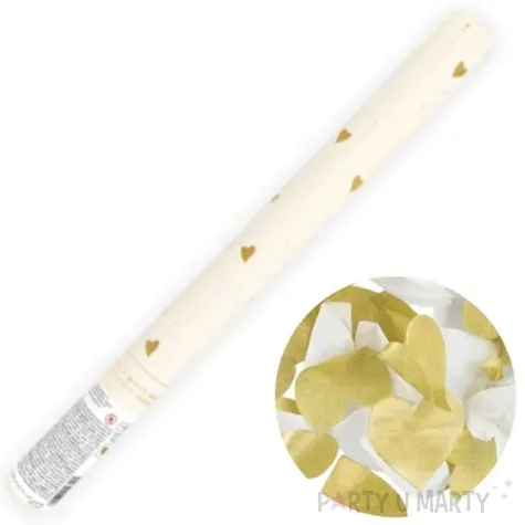 tuba manualna konfetti serca zloto biale partydeco 35 cm