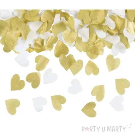 tuba manualna konfetti serca zloto biale partydeco 35 cm