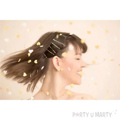 tuba manualna konfetti serca zloto biale partydeco 35 cm