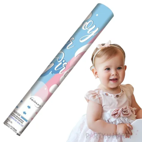 tuba strzelajaca konfetti baby shower girl rozowy triplex 30 cm