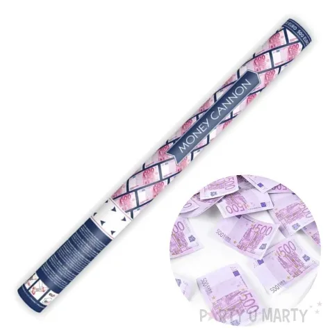 tuba strzelajaca konfetti banknoty 500 euro papier 60 cm partydeco
