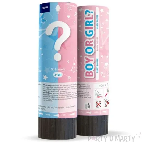 tuba strzelajaca konfetti boy or girl chlopiec blekitny folat 15 cm