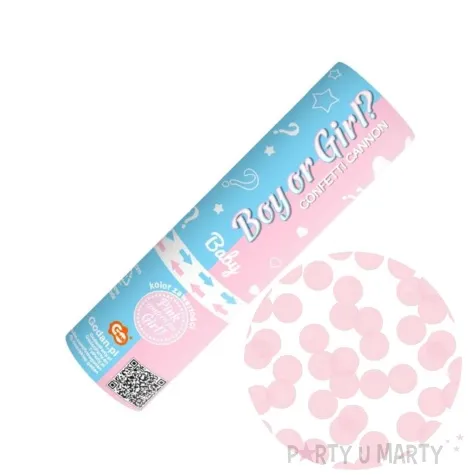 tuba strzelajaca konfetti boy or girl kolka rozowe godan 15 cm