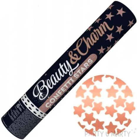 tuba strzelajaca konfetti gwiazdki rozowo zloty godan 30 cm