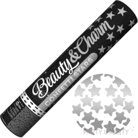 tuba strzelajaca konfetti gwiazdki srebrny godan 30 cm