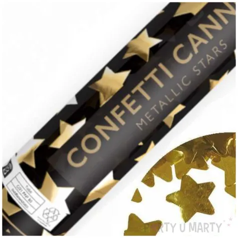 tuba strzelajaca konfetti gwiazdki zloty partydeco 28 cm