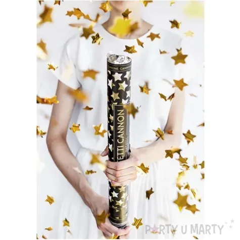 tuba strzelajaca konfetti gwiazdki zloty partydeco 60 cm