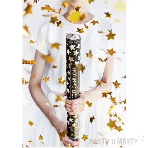 tuba strzelajaca konfetti gwiazdki zloty partydeco 80 cm