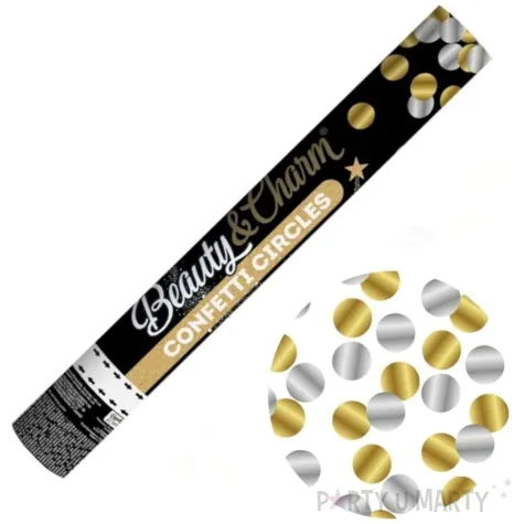 tuba strzelajaca konfetti kolka glamour zloty srebrny godan 40 cm