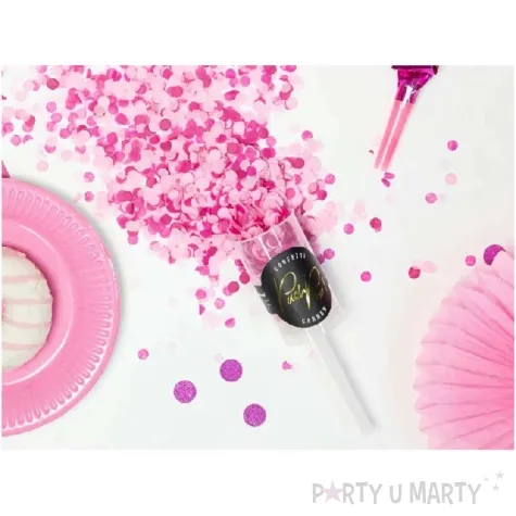 tuba strzelajaca konfetti kolka push pop rozowe partydeco 18 cm