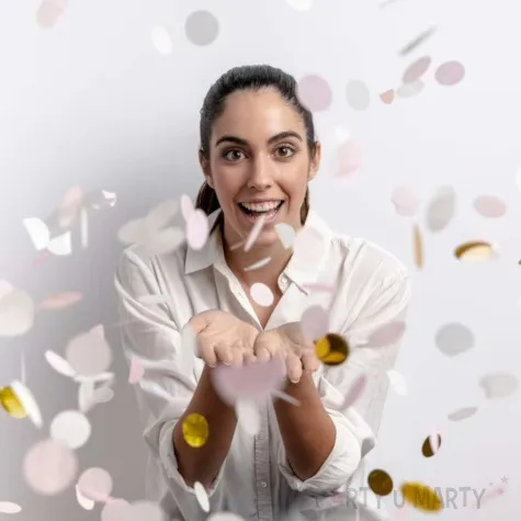 tuba strzelajaca konfetti kolka srebrno zloty partydeco 40 cm