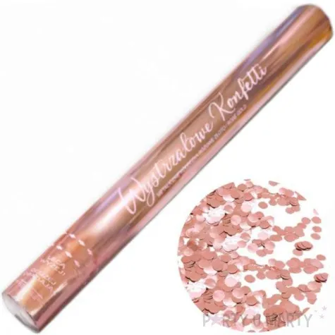 tuba strzelajaca konfetti metaliczne koleczka rozowe zloto 60 cm dekoracjepolska