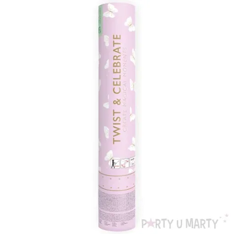 tuba strzelajaca konfetti motylki bialy partydeco 28 cm