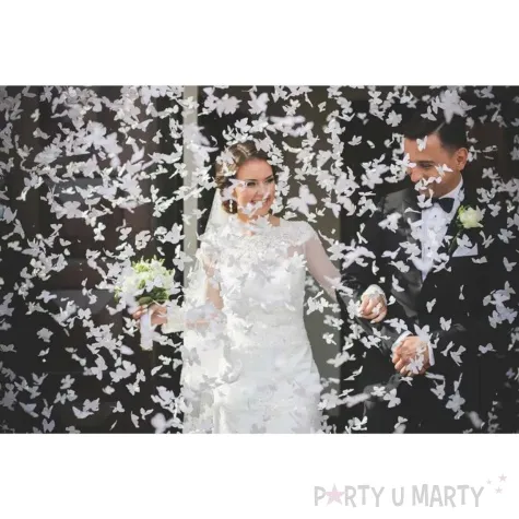 tuba strzelajaca konfetti motylki bialy partydeco 40 cm