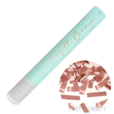 tuba strzelajaca konfetti paski rozowo zloty partydeco 40 cm