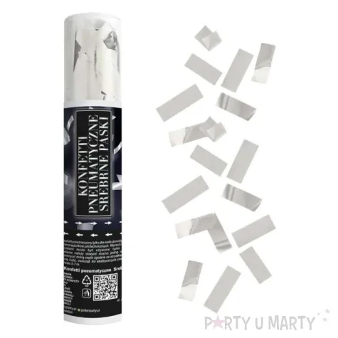 tuba strzelajaca konfetti paski srebrny godan 20 cm