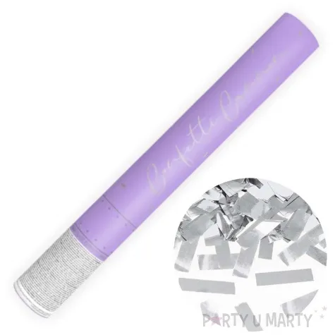 tuba strzelajaca konfetti paski srebrny partydeco 40 cm