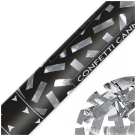 tuba strzelajaca konfetti paski srebrny partydeco 40 cm