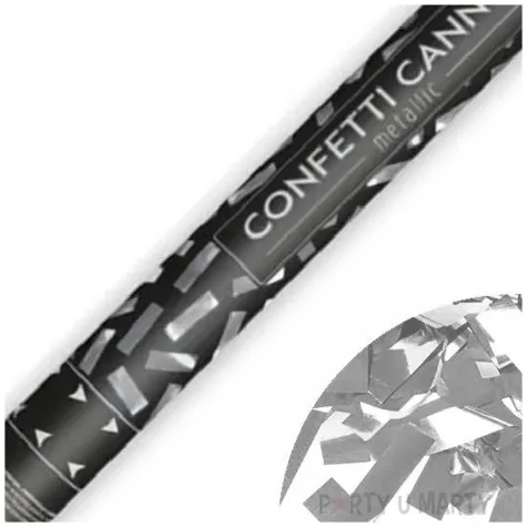 tuba strzelajaca konfetti paski srebrny partydeco 60 cm