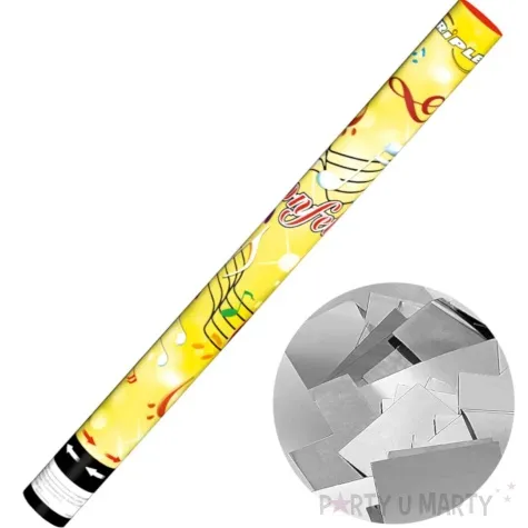 tuba strzelajaca konfetti paski srebrny triplex 60 cm