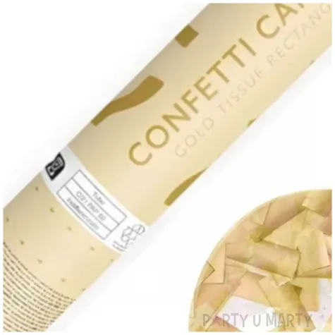 tuba strzelajaca konfetti paski zloty partydeco 20 cm