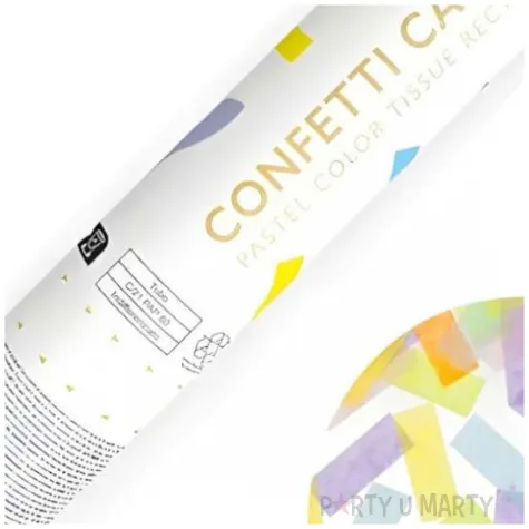 tuba strzelajaca konfetti pastelowe paski mix partydeco 20 cm