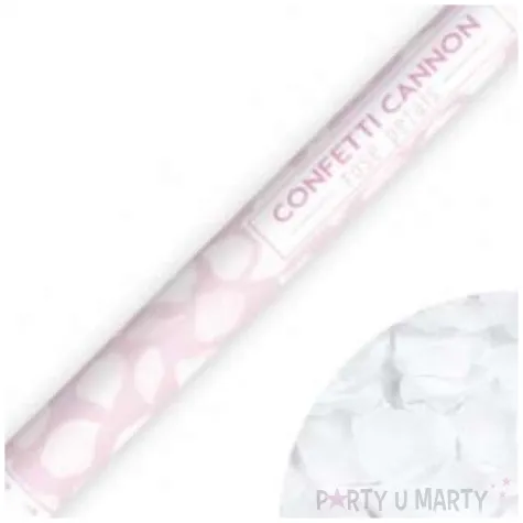 tuba strzelajaca konfetti platki roz bialy partydeco 80 cm