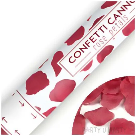 tuba strzelajaca konfetti platki roz bordowy partydeco 40 cm