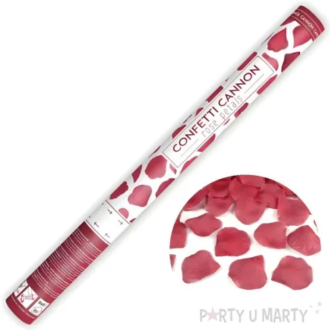 tuba strzelajaca konfetti platki roz bordowy partydeco 60 cm