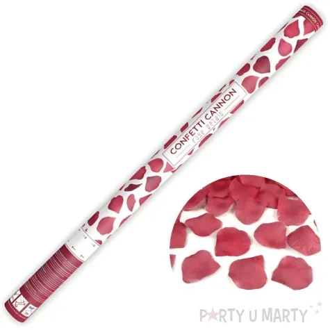 tuba strzelajaca konfetti platki roz bordowy partydeco 80 cm