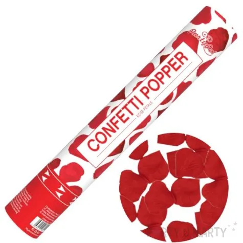 tuba strzelajaca konfetti platki roz czerwony partypal 40 cm