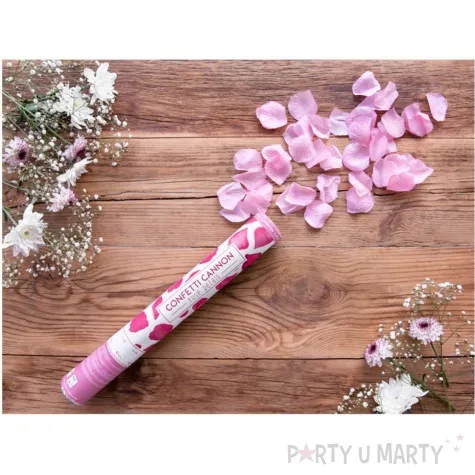 tuba strzelajaca konfetti platki roz rozowy partydeco 40 cm