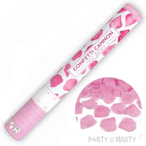 tuba strzelajaca konfetti platki roz rozowy partydeco 40 cm