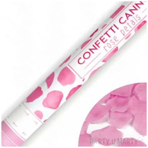tuba strzelajaca konfetti platki roz rozowy partydeco 60 cm