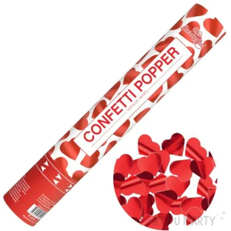 tuba strzelajaca konfetti serca czerwone partypal 40 cm