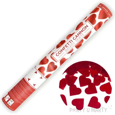 tuba strzelajaca konfetti serca czerwony partydeco 40 cm
