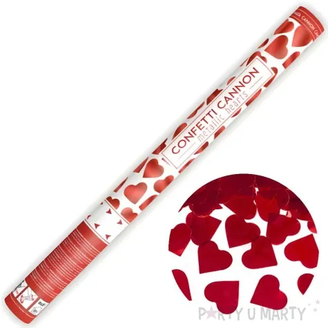 tuba strzelajaca konfetti serca czerwony partydeco 60 cm