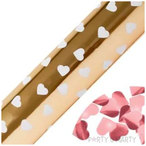tuba strzelajaca konfetti serca rozowe zloto partypal 40 cm