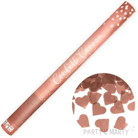 tuba strzelajaca konfetti serca rozowo zloty partydeco 60 cm