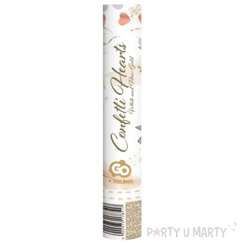 tuba strzelajaca konfetti serca rozowozloty bialy godan 30 cm