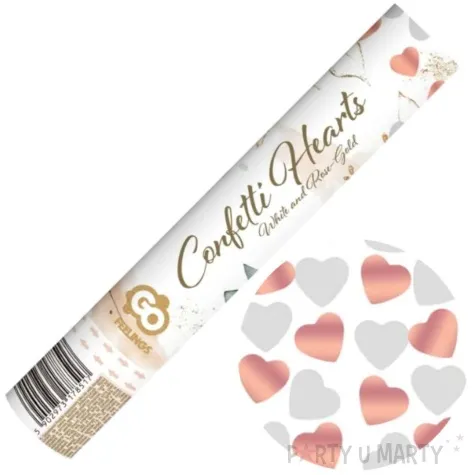 tuba strzelajaca konfetti serca rozowozloty bialy godan 30 cm