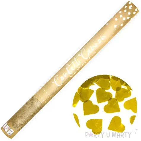 tuba strzelajaca konfetti serca zloty partydeco 60 cm