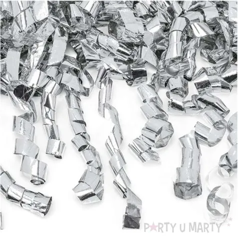 tuba strzelajaca konfetti serpentyny srebrny partydeco 40 cm
