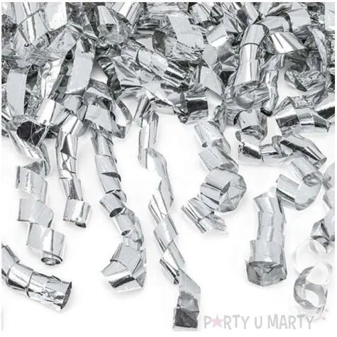 tuba strzelajaca konfetti serpentyny srebrny partydeco 80 cm