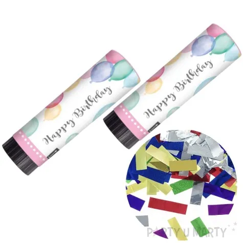 tuby strzelajace konfetti paski happy birthday mix amscan 15 cm 2 szt
