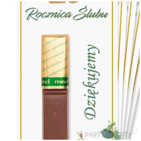 upominek dla gosci bileciki na czekoladki 25 rocznica slubu srebrne gody podziekowania 5 szt