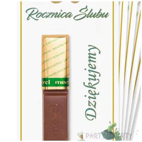 upominek dla gosci bileciki na czekoladki 25 rocznica slubu zlote gody podziekowania 5 szt